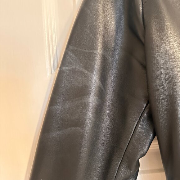 All Saints Leather Moto Jacket with Belted Waist - US 6 - Picture 3 of 6